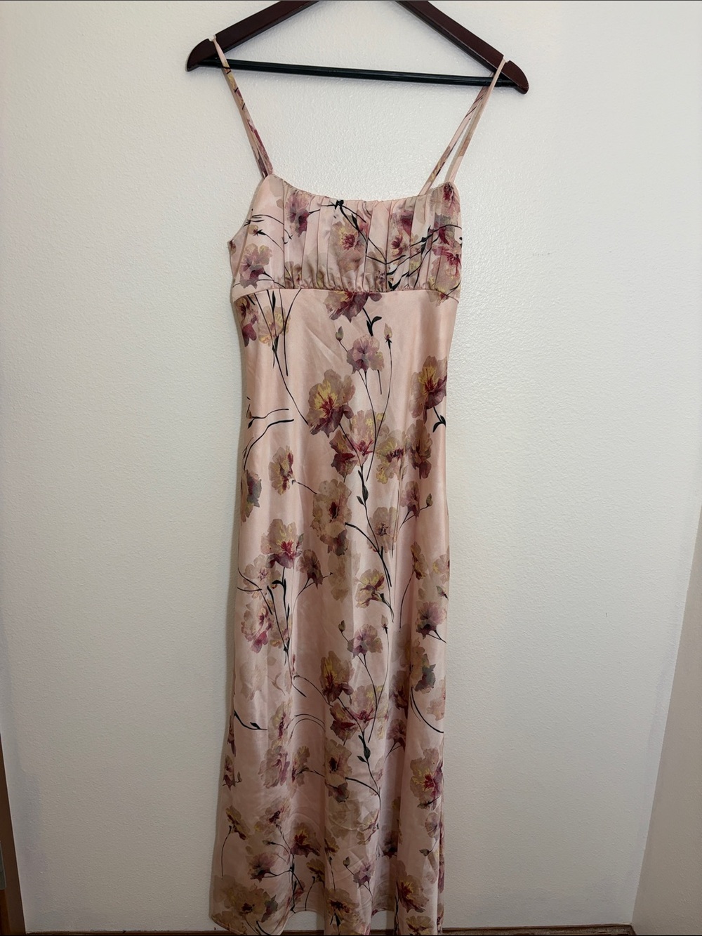 Thirty Thirty Light Pink Floral Spaghetti Strap Maxi Dress